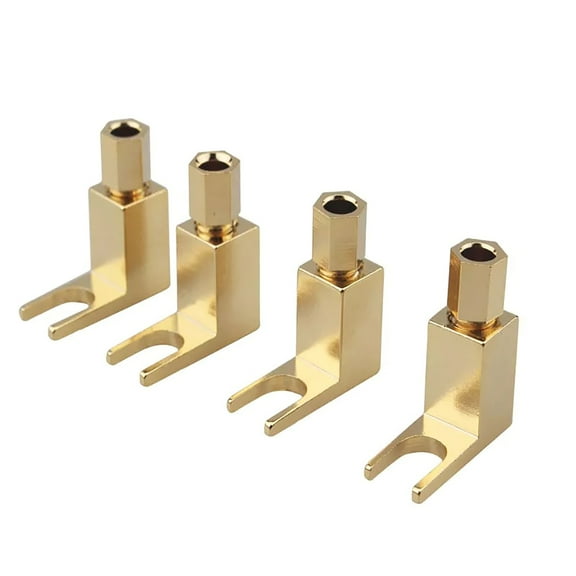 4pcs Gold-Plated Spade to Banana Plug Adapter 6mm Cable for Audio Enthusiasts