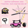 thumbnail image 4 of iYofe 3-in-1 Toddler Push Car for Ages 1-3, Licensed Ford Bronco Ride On Toy with Adjustable Parent Handle, Canopy, Safety Guardrail, Horn & Silent Wheels, Push Car for Toddlers 18-36 Months, Pink, 4 of 8