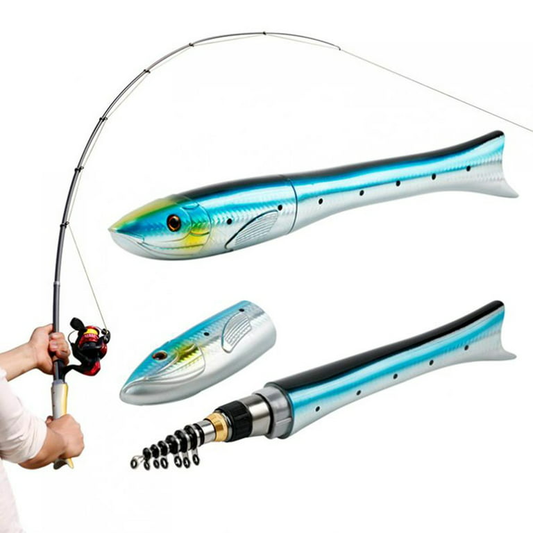 1.6M Carbon Fishing Rod Reel Combo Fish Shaped Pocket Pen Casting Rod Spin  Wheel 