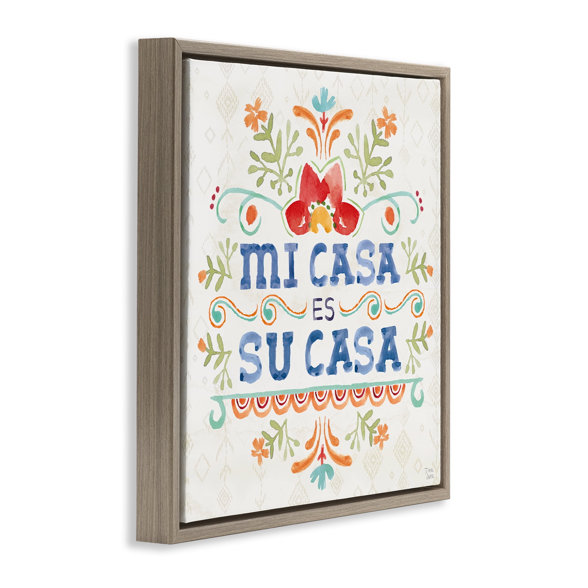 Stupell Industries Su Casa Hogar Acogedor Inspirational Quotes & Sayings Painting Brown Floater Framed Art Print Wall Art, 18 x 18