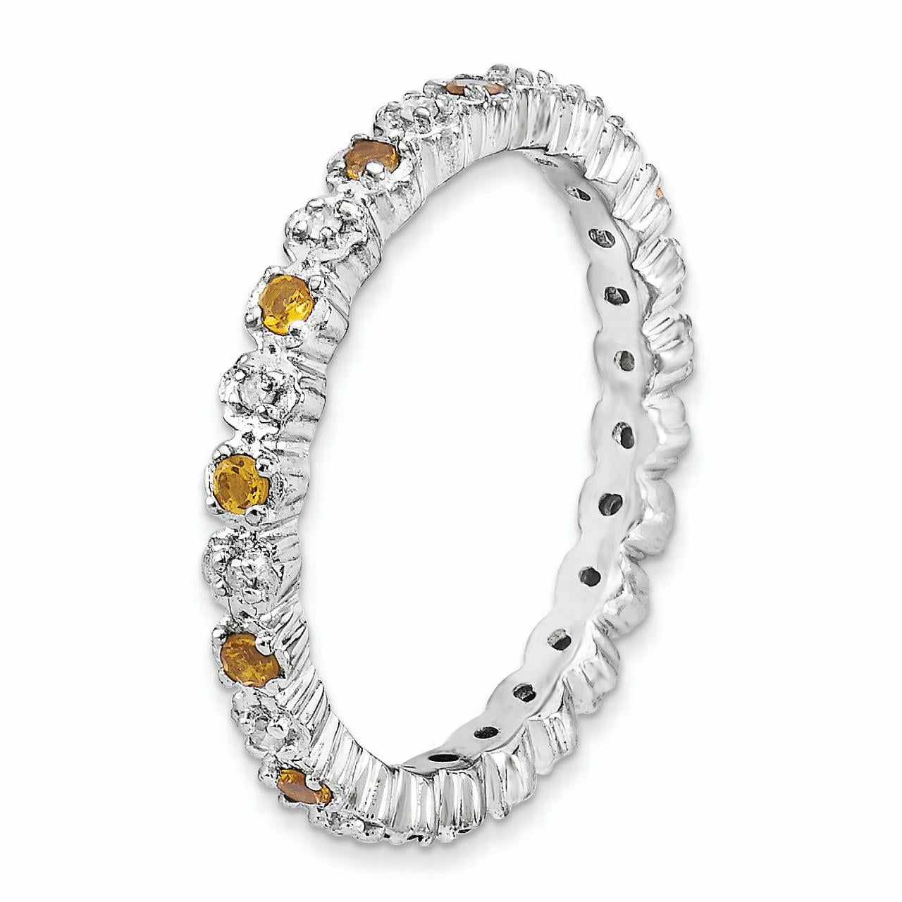 Sterling Silver Citrine & Diamond Ring