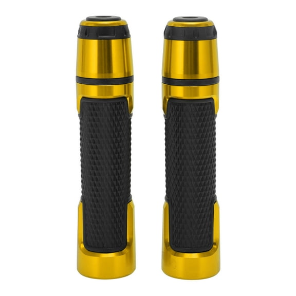 Unique Bargains 7/8" 22mm 15/16" 24mm Universal Motorcycle Hand Grips Cover Non Slip Aluminum Alloy Rubber Handlebar End Grips Gold Tone 1 Pair