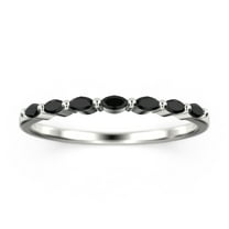 0.28ct Marquise Shape black diamond moissanite Wedding Band 10k White Gold