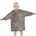 thumbnail image 3 of Black and Tan Leopard Print Blanket Hoodies for Kids 6-13YR Oversize Wearable Blanket Hoodies for Boys Girls Teens, 3 of 7