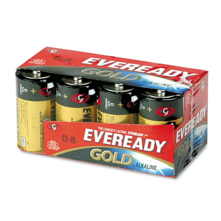 Eveready Gold Alkaline Batteries, D, 8 /Pk