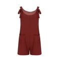 thumbnail image 4 of Diufon Womens Shorts Bodysuits Round Neck Sleeveless Playsuits Plus Size Rompers with Pockets, 4 of 5