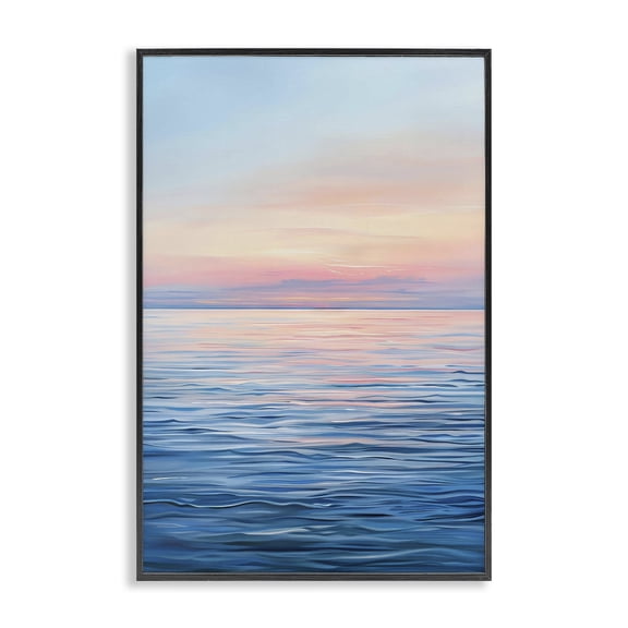 Stupell Industries Sunrise over Ocean Gradient Landscape & Nature Painting Black Framed Art Print Wall Art, 12 x 18