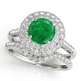 thumbnail image 5 of 1.45 Carat Halo Emerald &amp; Diamond Engagement Rings - Bridal Set - 14K Gold, 5 of 12