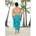 thumbnail image 3 of LA LEELA Men's Swimwear Beach Summer Pareo Long Sarong Wrap One Size Arctic, Leaves Vacation Holiday Party, 3 of 5