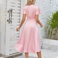 thumbnail image 3 of Birdeem Robe Midi Longue Décontractée d'Été pour Femmes à Manches Courtes Col en V Unie Aguichant Fluide, 3 of 5