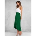 thumbnail image 6 of Womens One-Piece Wrap Tie Waist Solid Color Irregular Hem Chiffon Midi Skirt Elegant Flowy Dark Green M, 6 of 8