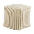 thumbnail image 2 of Weston Home Dinant Upholstered Square Pouf Ottoman, Taupe Channel Furry Fabric, 2 of 5