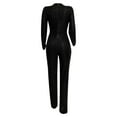 thumbnail image 4 of Rciityk Black Womens Jumpsuits Long Sleeve Casual Sequin High Waist Rompers Solid Color V Neck Straight Loose Pants Overalls Dress Fashion Clothes, 4 of 5