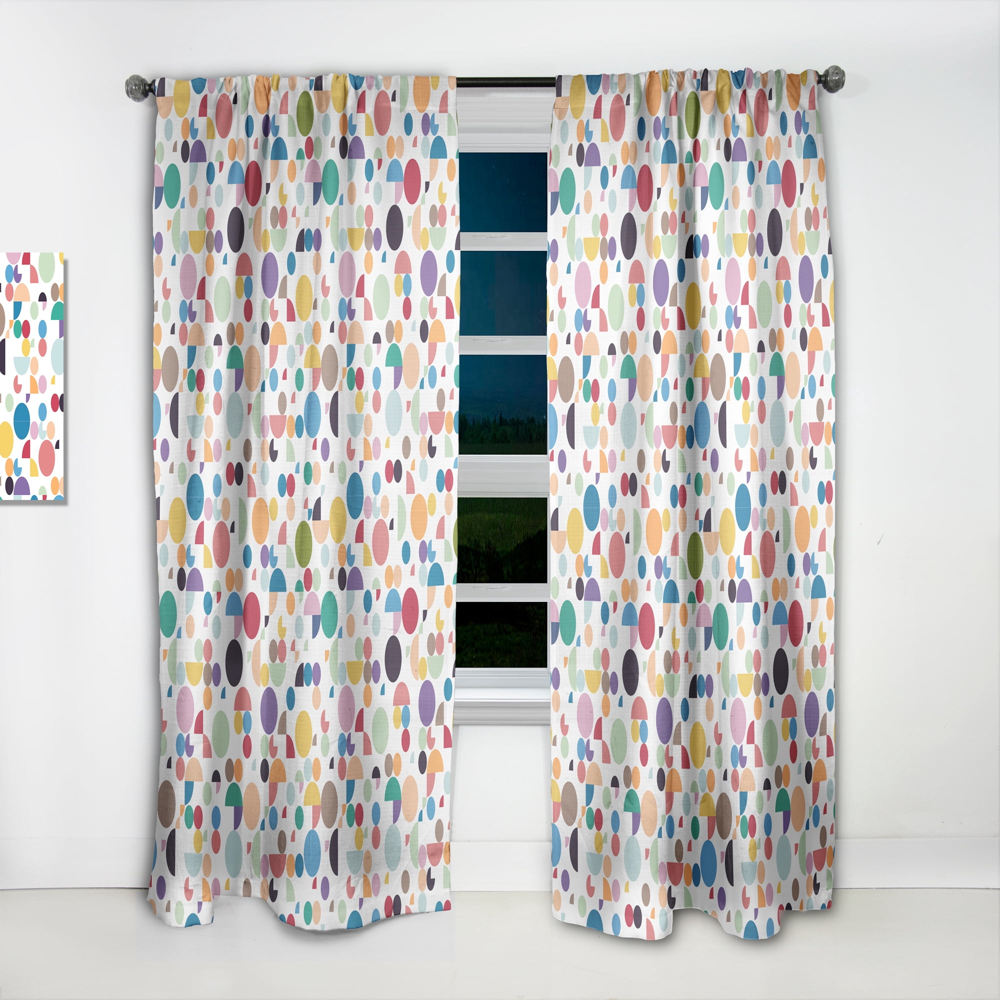 Designart 'Abstract Retro Circular I' Mid-Century Modern Curtain Panel