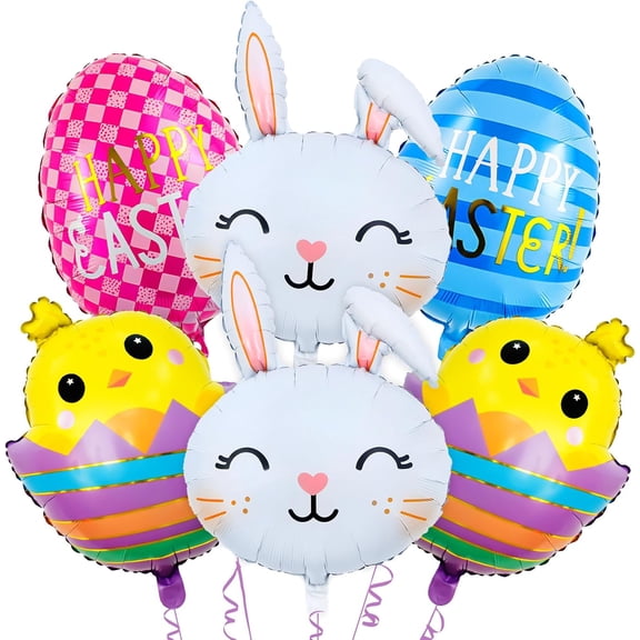Easter Bunny Balloons Rabbit Head Foil Balloons Easter Eggs Mylar Bunny Birthday Party Decorations