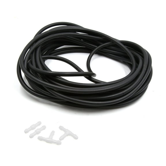 10M 5mm Inner Dia Black Silicone Car Vacuum Hose Water Tube Pipe w Connector