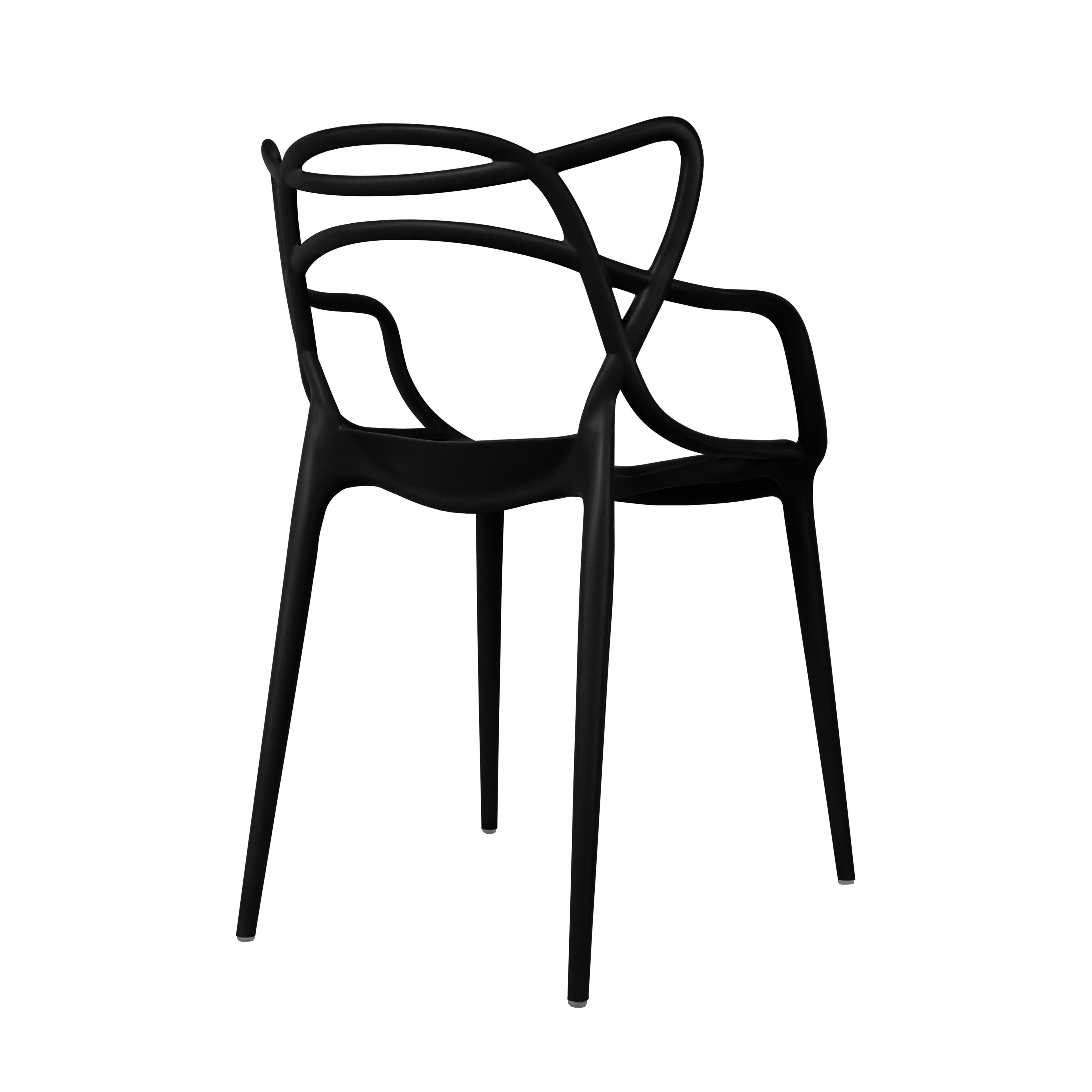 2xhome Set of 2 Modern Contemporary Designer Dining Chairs Molded Plastic Indoor Outdoor Patio Elbow Chairs, Black