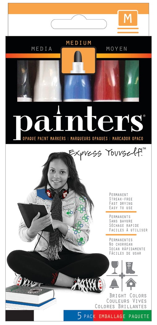 Painters Medium Point Assorted Color Permanent Paint Pens, 5 Count
