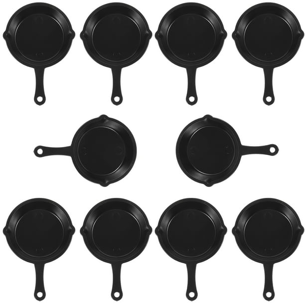 10 unids Mini Frying PANS SIMULACIÓN SIMULACIÓN PAN MODELOS MODELOS MINIATURA COCINA GADGETS