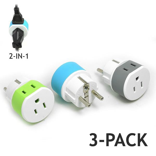 Type E/F UAE OREI Grounded 2 in 1 Plug Adapter - Europe Russia 4 Pack 
