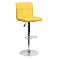 thumbnail image 1 of Contemporary Yellow Quilted Vinyl Adjustable Height Barstool with Chrome Base, 1 of 9