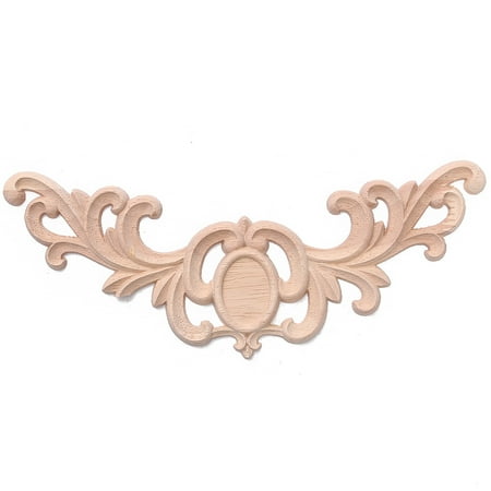 Unpainted Flower Wood Carved Corner Onlay Applique Furniture Home
