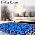thumbnail image 2 of ODIKA 3'x5' Machine Washable Non-Slip Area Rug, Timeless Heirloom Ornate Luxurious Grandeur Elegant Swirls High Traffic Rug with Pad, Blue, 521011, 2 of 8