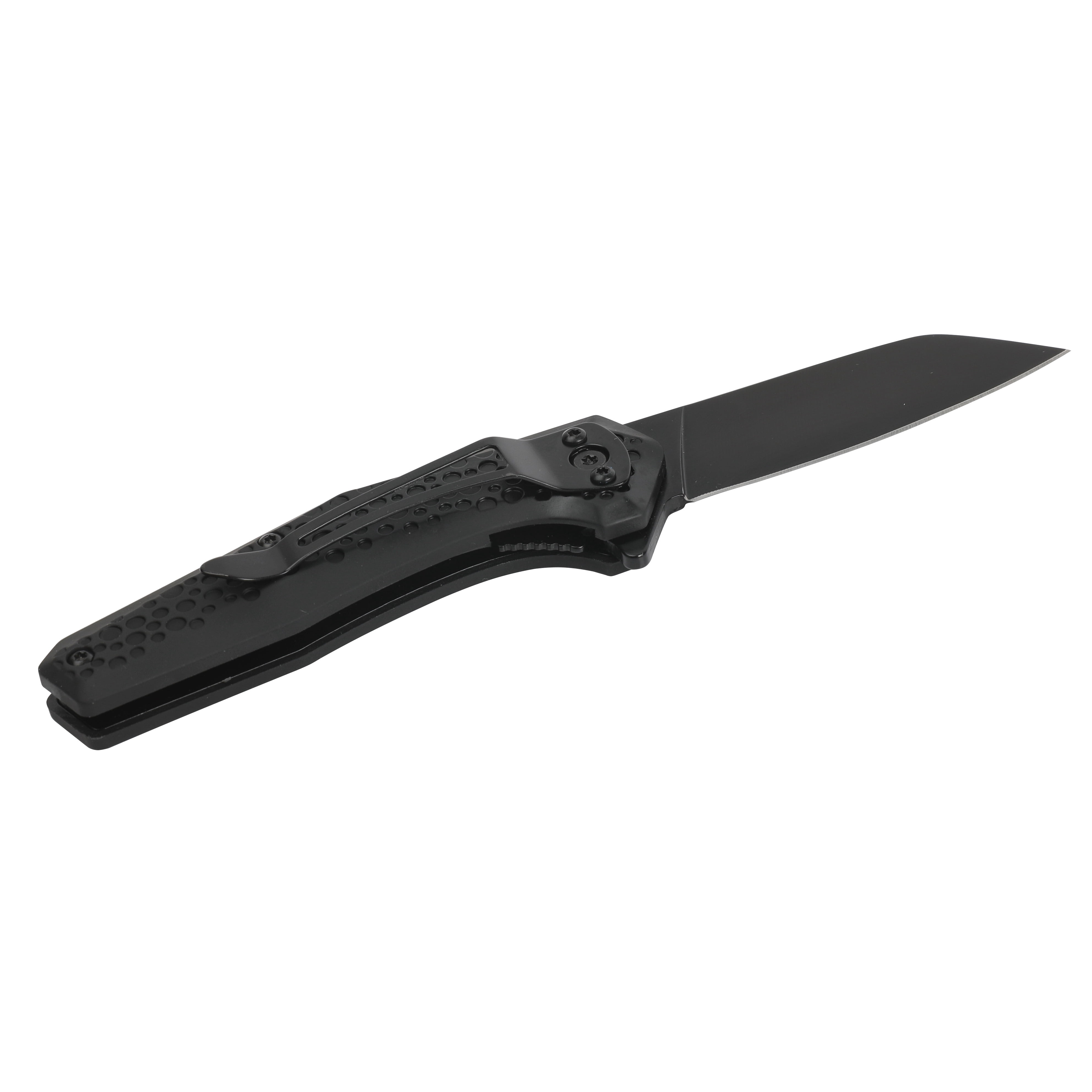 Ozark Trail 7 inch Folding Knife, Stainless Steel, Liner Lock, Pocket Clip, Black