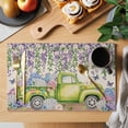 thumbnail image 2 of Blue Purple Floral Placemats Set of 4, Spring Vintage Hydrangea Flower Truck Placemats for Dining Table, Place Mats for Kitchen Tabletop, Waterproof Wipeable Dining Table Mats Set, 2 of 9