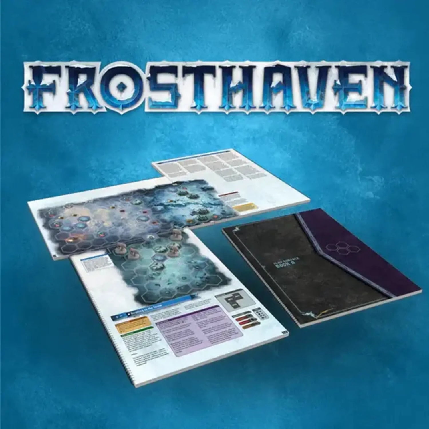 Frosthaven: Play Surface Books - Set of 4 - Strategy Board Game Accessory, Narrative Text & Rules For Frosthaven Scenarios