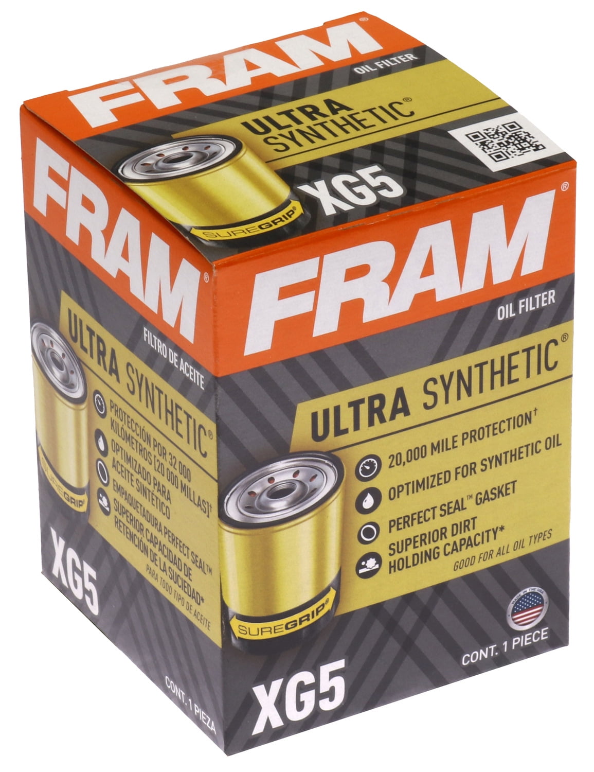 FRAM Ultra Synthetic Oil Filter, XG5, 20K mile Replacement Filter for Select Vehicles