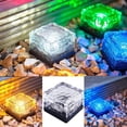 thumbnail image 4 of luces LED solares de ladrillo de vidrio, impermeables, para jardín, patio, camino, patio, césped, estanque (luz cálida), 4 of 7