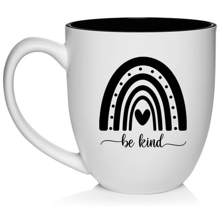 

Boho Rainbow Be Kind Ceramic Coffee Mug Tea Cup Gift for Her Friend Coworker Sister (16oz White)