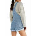 thumbnail image 2 of Women Denim Shorts Overalls Summer Casual Loose Fit Adjustable Rompers Jean Jumpsuit Bib Shortalls Light Blue L, 2 of 8