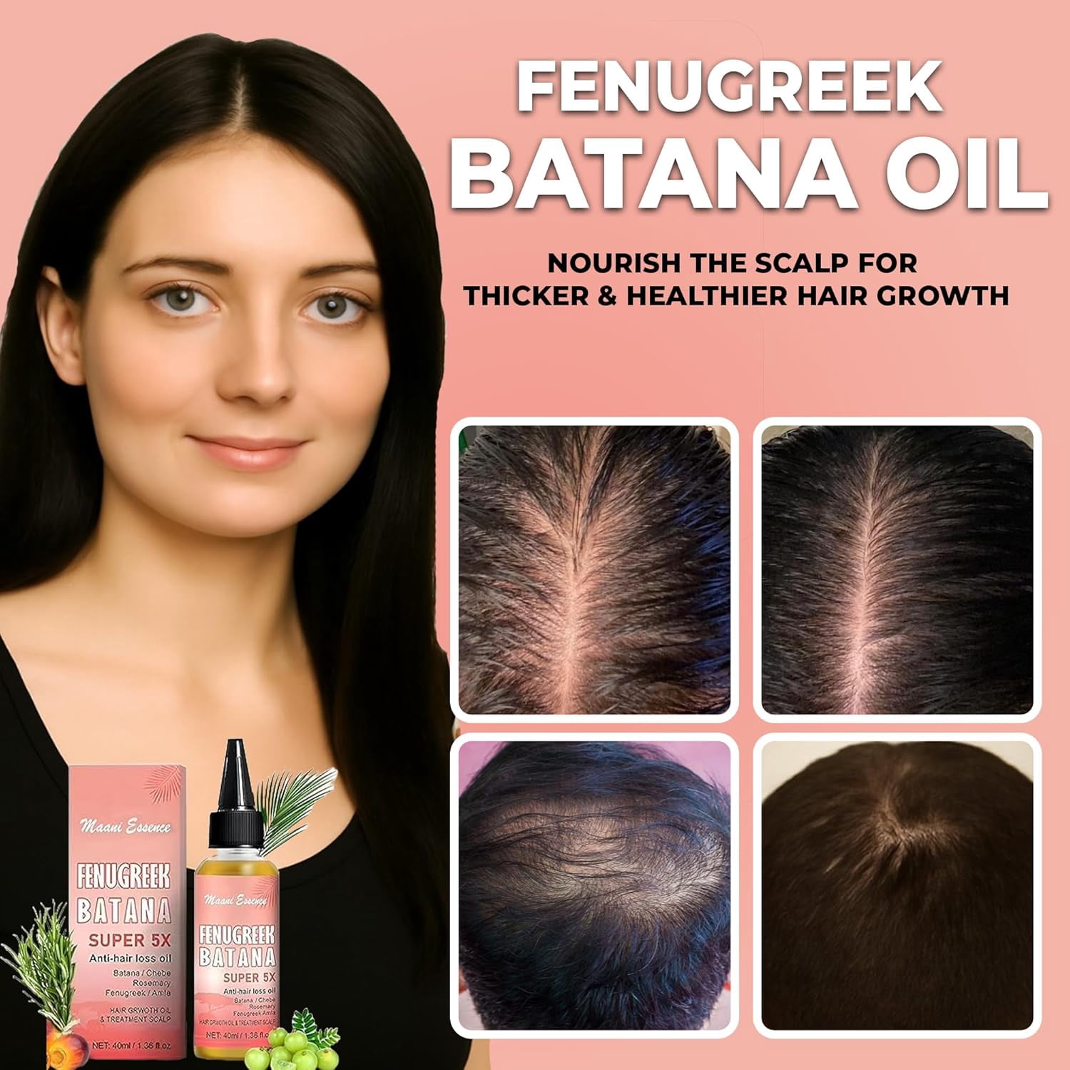 5-in-1 Hair Growth Oil & Butter - Batana, Chebe, Amla, Rosemary & Fenugreek for Fast Hair Growth, Natural & Organic (Both (Hair Butter & Oil))