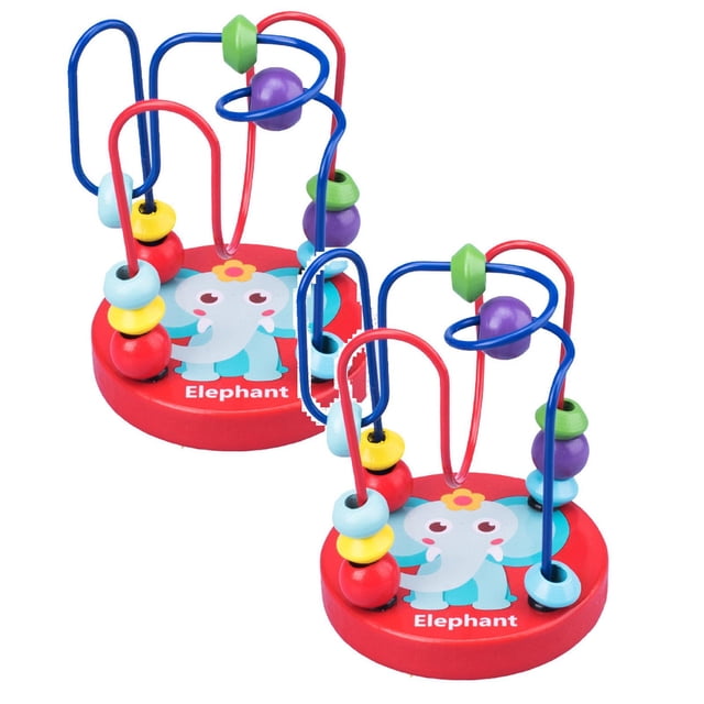 Leojiow 2Pcs Wooden Bead Maze Roller Educational Developmental For Preschool Activity For 9X9X12Cm