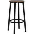 thumbnail image 5 of Set of 2 Bar Stools: Round Height Kitchen Stools with Footrest, Sturdy Steel Frame, Rustic Brown – Ideal for Dining Room, Kitchen, Party, Easy Assembly, 5 of 10