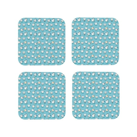 

Tideii Cartoon Teeth for Leather Coasters 4 Pieces Anti-fouling and Anti-scalding Decorative Coasters Suitable for Restaurants Kitchens Coffee Shops-Square