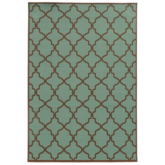 Milton Geometric Outdoor Area Rug, Grey/ Brown, 6' x 9'