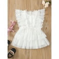 thumbnail image 2 of hirigin Toddler Kids Girls Casual Dress, Solid Color Ruffle Round Neck Lace Patchwork Sleeveless Dress, 2 of 8