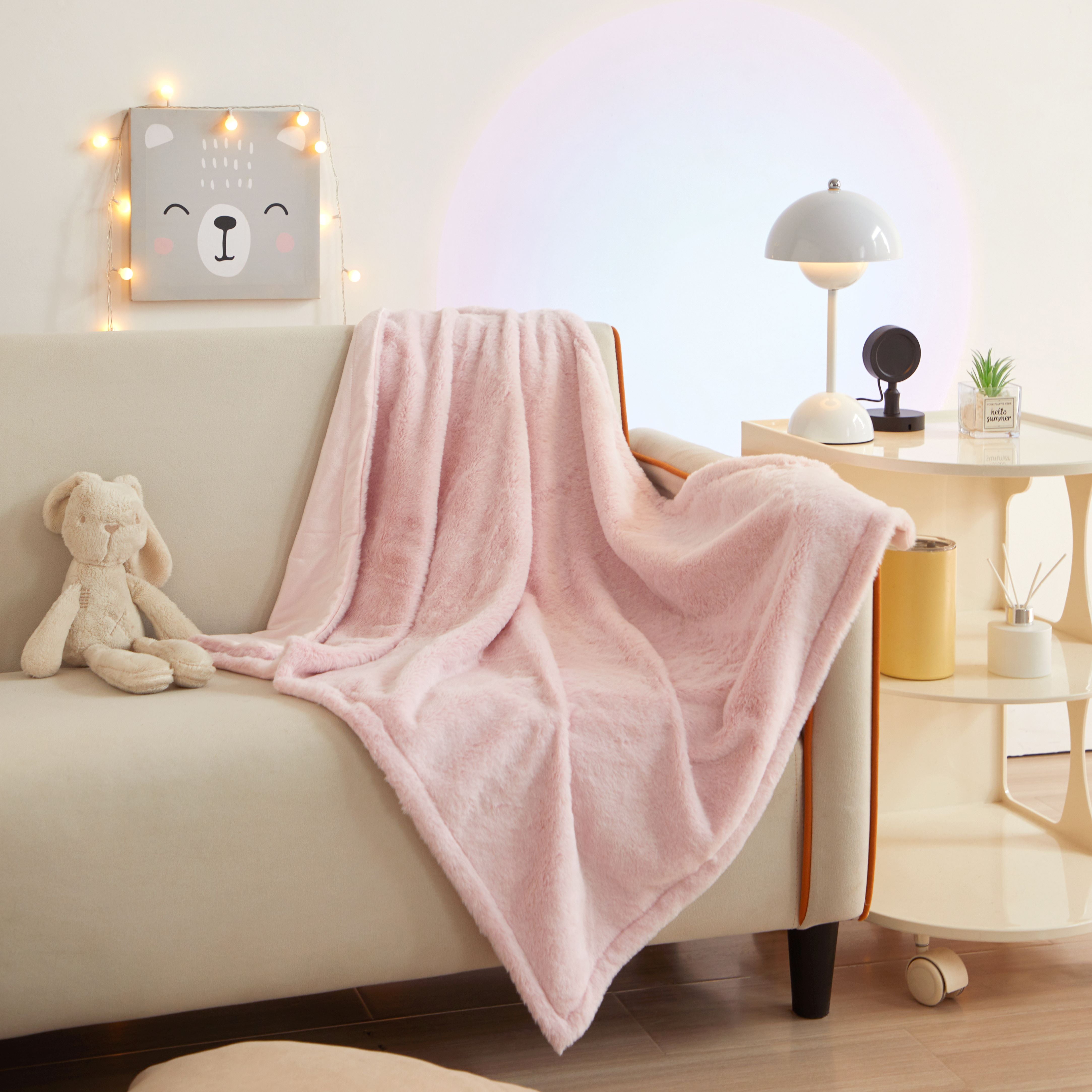 Parent's Choice Pink Baby Blanket 30 x 40 Faux Fur Micromink Reversible