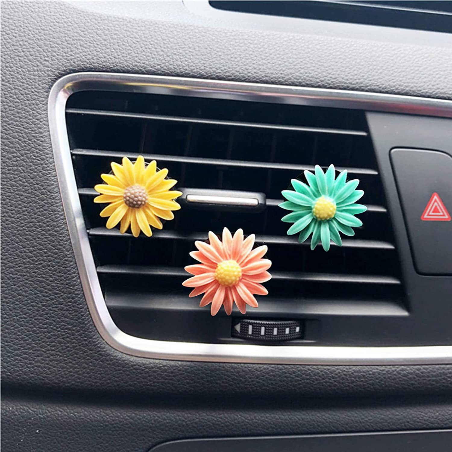 Whaline 6 Pieces Flowers Car Air Vent Clips with Fragrance Pads Colorful  Daisy Flower Car Air Freshener Groovy Retro Hippie Flowers Air Vent