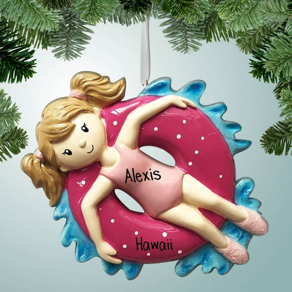 Inner Tube Girl - Personalized Christmas Ornament - River Float - Perfect Stocking Stuffer - Great Gift Ideas