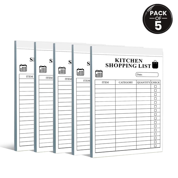 Kitchen Shopping List Notepad 5.5 x 8.5 Inch 50 Sheets Grocery List Pad with Item Category Quantity Checklist Daily Shopping Planner for Home Kitchen Organization