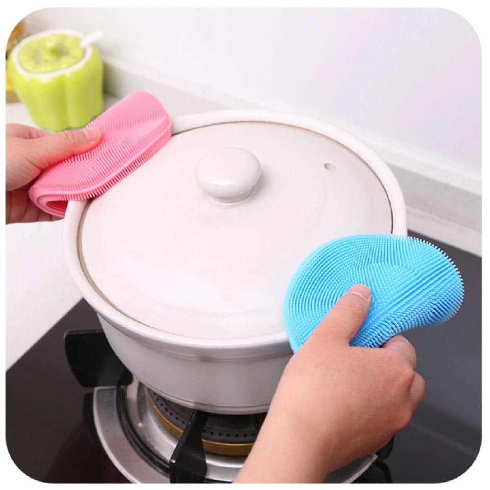 2PC New Magical Reusable and Efficient Soft Silicone Sponge Bowl/pot/plate  Household Cleaning Silicone Dish Brush Tools Anti-bacterial Kitchen Washing  Stuff Scrubber