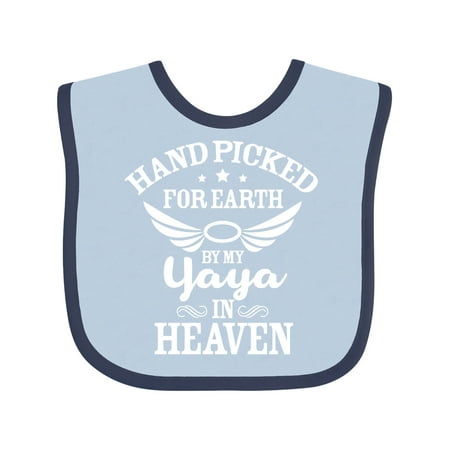 

Inktastic Handpicked for Earth By My Yaya in Heaven with Angel Wings Gift Baby Boy or Baby Girl Bib