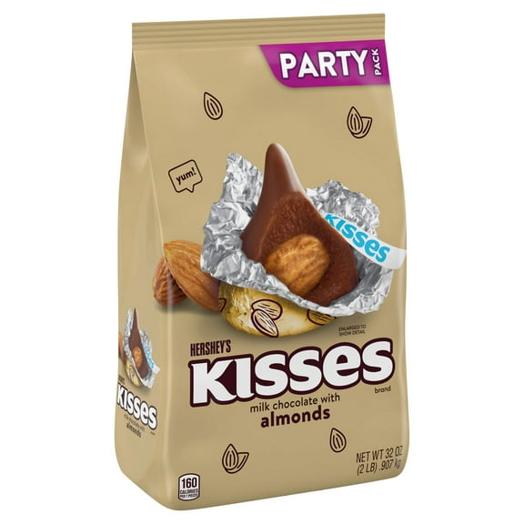 Hershey's Kisses Milk Chocolate with Almonds Candy - Party Pack - 32 oz (Pack of 1)