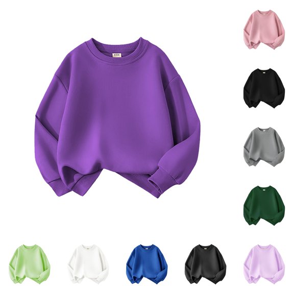 Kids Girl and Boy Sweatshirt Long Sleeve Kids Purple Sweatshirt Crewneck Pullover Tops Fall Clothes 8-9 Years