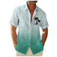 thumbnail image 3 of VBARHMQRT Chemise Citrouille Homme Manches Courtes Dégradé de Couleur Imprimé Motif Cocotier Chemise de Plage Verte, 3 of 5