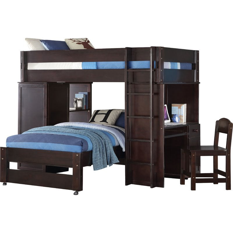 kids loft bed with desk and storage